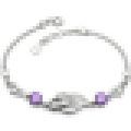 Bracelet en argent 925 double coeur double incrustation de cristal pour femme